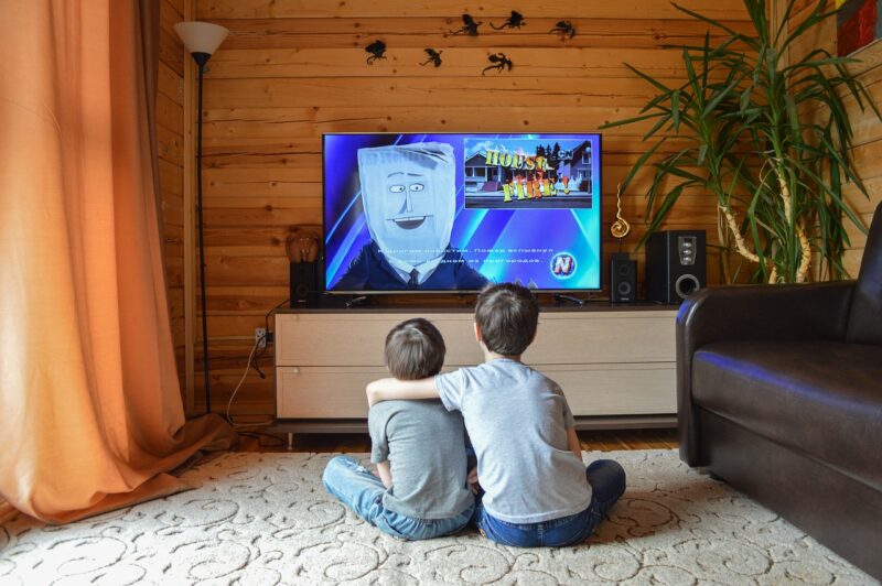 テレビを見る少年たち